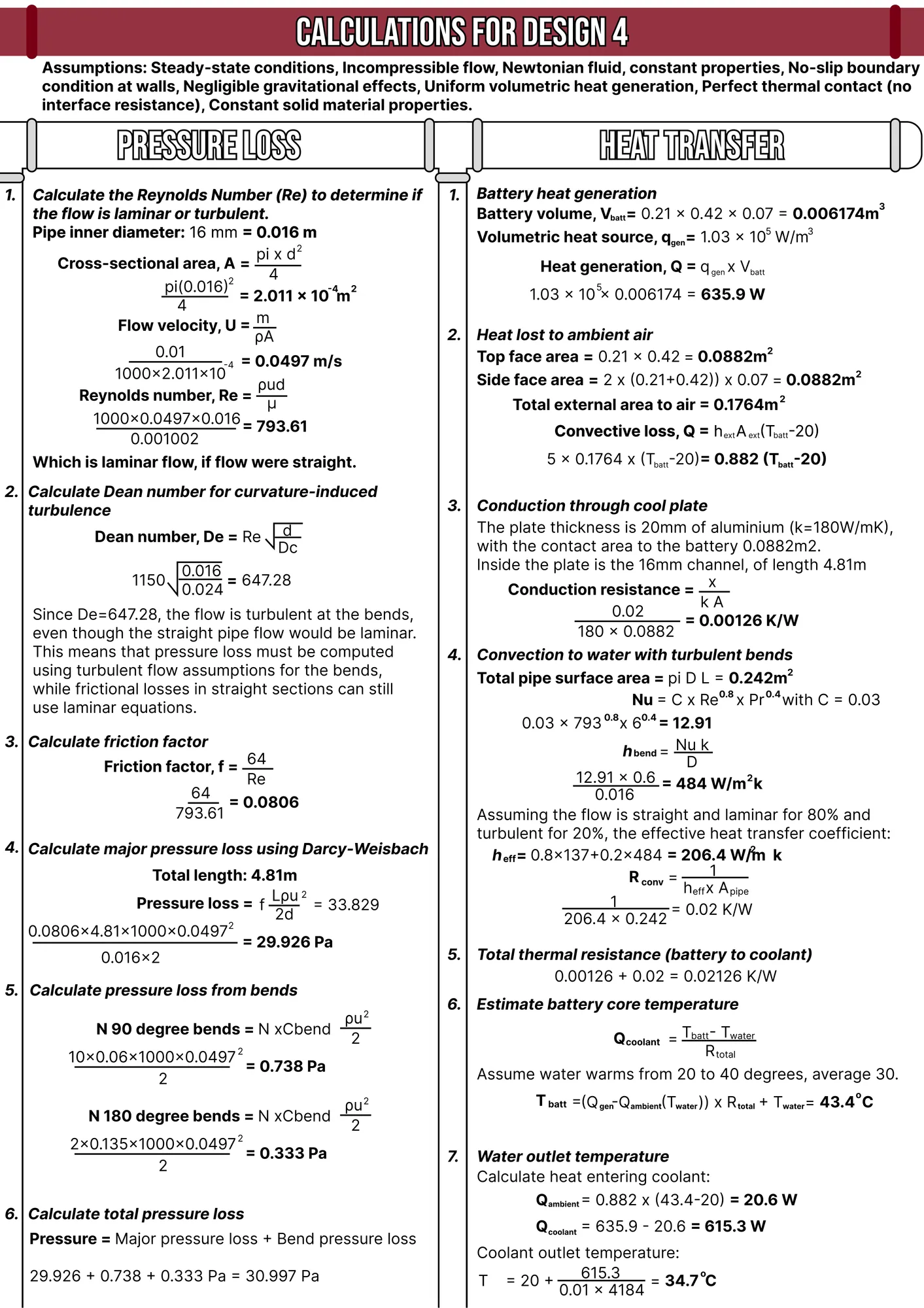 Hand calculations, design 4